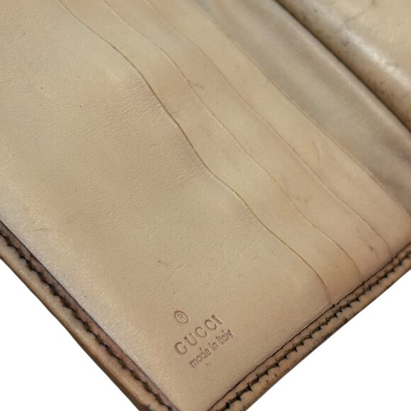 Gucci Made In Italy Floral Canvas & Leather Trifold Wallet Gold Horsebit Accent - Picture 5 of 7